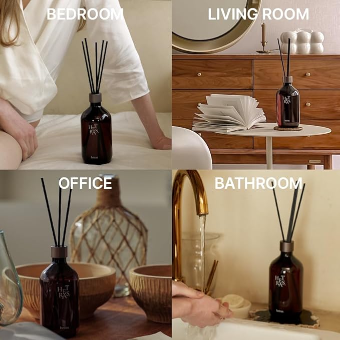 hetras Premium Reed Diffuser Set 16.9 fl.oz. 2 Pack | La Tulip Shower - Elegant Flowers Scent | Long-Lasting Luxury Fragrance with 10 Reed Sticks for Home & Office | Gifts for Loved One