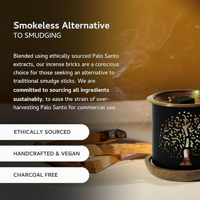Palo Santo & Cinnamon Smokeless Incense Bricks Refill | 3 x 9 Bricks | Aromatherapy | Smudging | Made with Essential Oils | Natural Air fresheners for Home | Spiritual Meditation Accessories