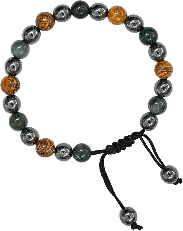 Natural Healing Crystal Bracelet for Women - Mens Bracelet Energy Balancing Gemstones Set - Adjustable Stone Bead Bracelet for Men and Women - Chakra Crystal Therapy Accessory, Meditation