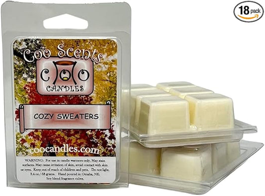 3 Pack Highly Scented Soy Blend Wickless Candles Wax Melt Bars – Cozy Sweater - Great for Cold Weather, Fall, Winter and Christmas! Made in The USA