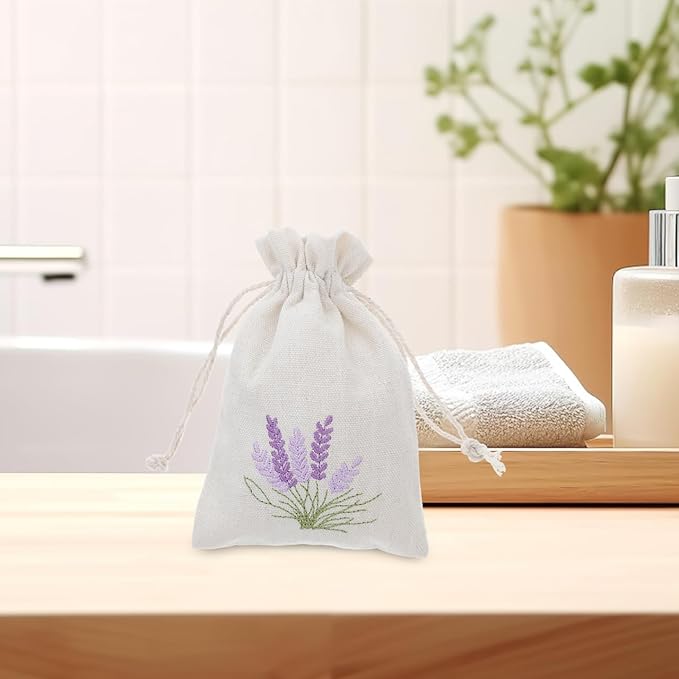 Amosfun Lavender Sachet Bags: 10pcs Cotton Drawstring Bags Empty Perfume Pouches Drawstring Sachets Small Jewelry Pouch Wedding Favor Bag for Lavender Buds