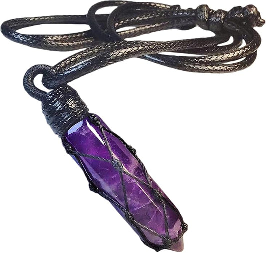 EDEN'S CALL Hexagonal Crystal Point Pendant Necklace for Unisex Adjustable Dainty Natural Stone Pendulum Amulet for Good Luck