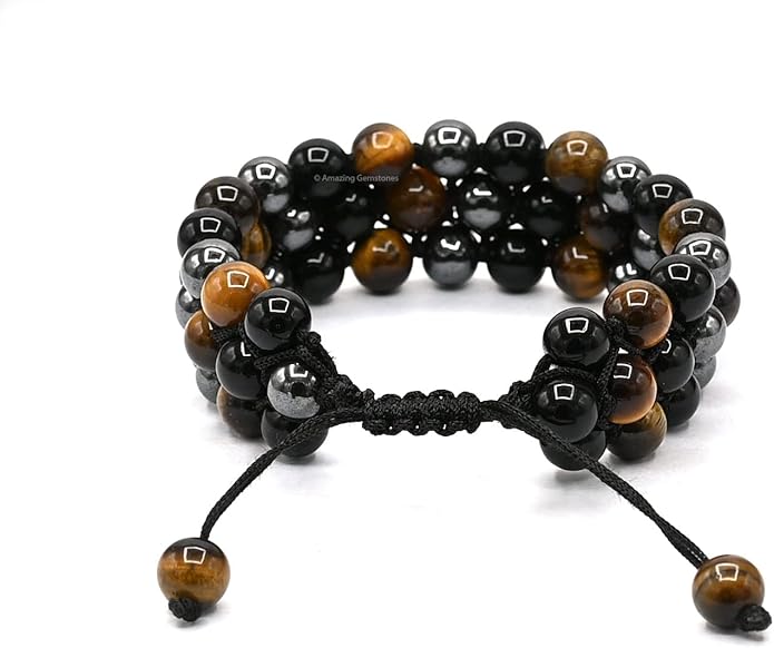 Natural Healing Crystal Bracelet for Women - Mens Bracelet Energy Balancing Gemstones Set - Adjustable Stone Bead Bracelet for Men and Women - Chakra Crystal Therapy Accessory, Meditation