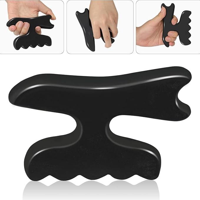 Gua Sha Massage Tool for Body, Natural Bian Stone Gua Sha Scraping Massager, Muscle Relief Massage Board for Back, Legs, Arms, Neck, Shoulder (Medium, 4.7")