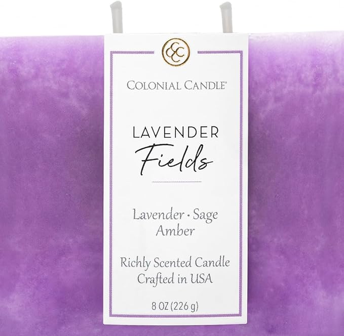 Colonial Candle Lavender Fields Scented Candle Jar, Highly Fragranced Candles for Home Scented, Mottled Wax Candle, 2 Wick, 8 oz - Made in The USA