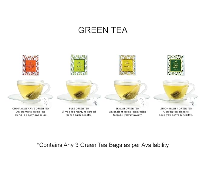 Octavius Tea Variety Pack – 25 Teabags | 3 Assorted Green Teas | Premium Green Tea Sampler | Refreshing & Healthy Tea Pack | Pack of 1