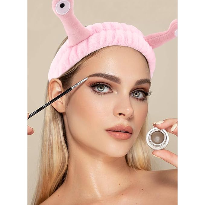 VELSCRUN Spa Headband, Makeup Face Wash Skincare Headbands, 5 Pcs Sponge Get Ready Snail Hairband Facial Wristband Hair Clip Set, Stuff for Teen Girls Women Trendy Hair Accessories Sakura Pink