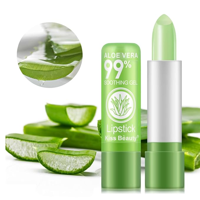 3 Pcs Aloe Vera Color Changing Lipstick,Long Lasting Nutritious Moisturizing Lip Balm Magic Temperature Color Change Lip Gloss
