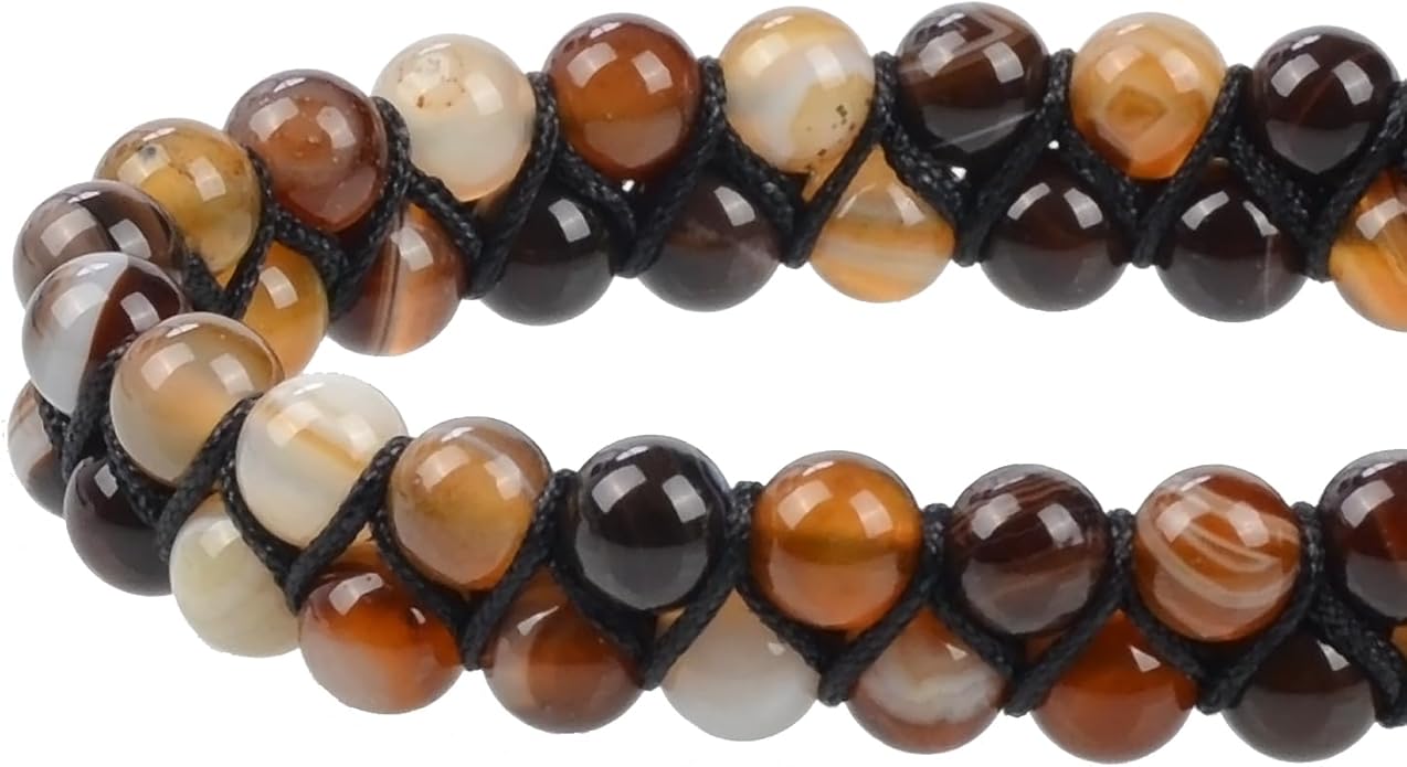 MASSIVE BEADS Double Layer Natural Chakra Healing Power Crystals Macrame Bracelet Yoga Stone Beads Gemstone Meditation Relax Anxiety Bangle for Unisex Women Men