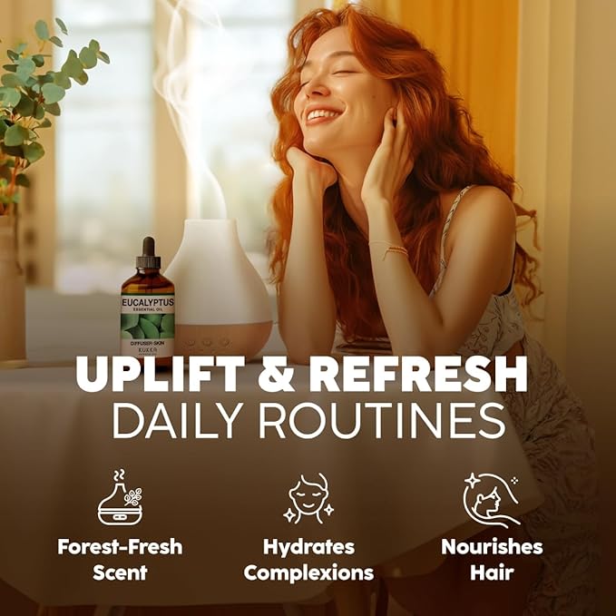 KUKKA Eucalyptus Essential Oils - 4 Fl Oz - for Hair, Skin, Diffuser, Aromatherapy & DIY Soap Making Scent