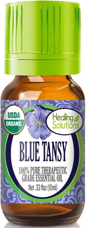 Healing Solutions Pure Organic Blue Tansy Essential Oil, Undiluted 10ml (0.33 fl oz), for Skin & Diffuser