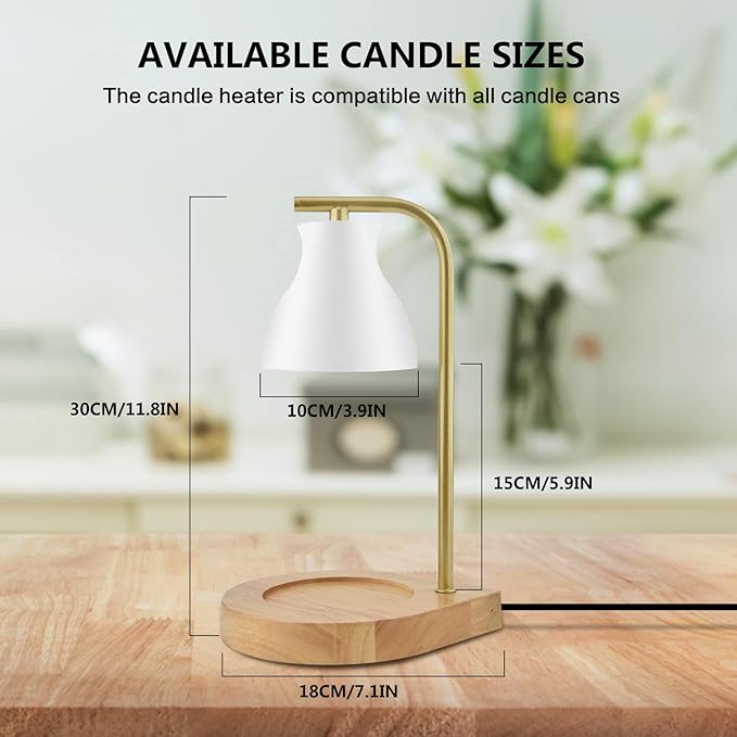 SOKCVSEA Candle Warmer Lamp - Candle Lamp Warmer with Dimmable, Birthday Gifts for Mom Women, House Warming Gifts New Home Decor, Wax Melt Warmer with 2 Bulbs D.White Gold