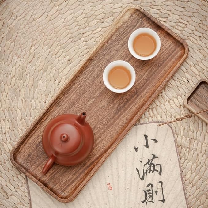 Bathroom Vanity Tray, Bathroom Tray for Counter, Toilet Tank Tray, Wood Bathroom Tray for Organizing and Home Decor (13.8 x 6 x 0.8 inch)