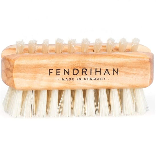 Fendrihan Travel Size Dual Sided Olivewood Nail and Hand Brush with Natural Boar Bristles 2.3" (Made in Germany)