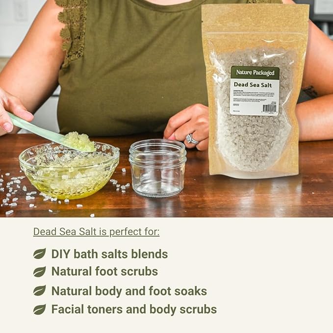 Dead Sea Salt (16oz) - Direct from The Shore of The Dead Sea - Organic Salt for Body Scrubs, Adding to Baths, and Foot Soaking 4 Packs