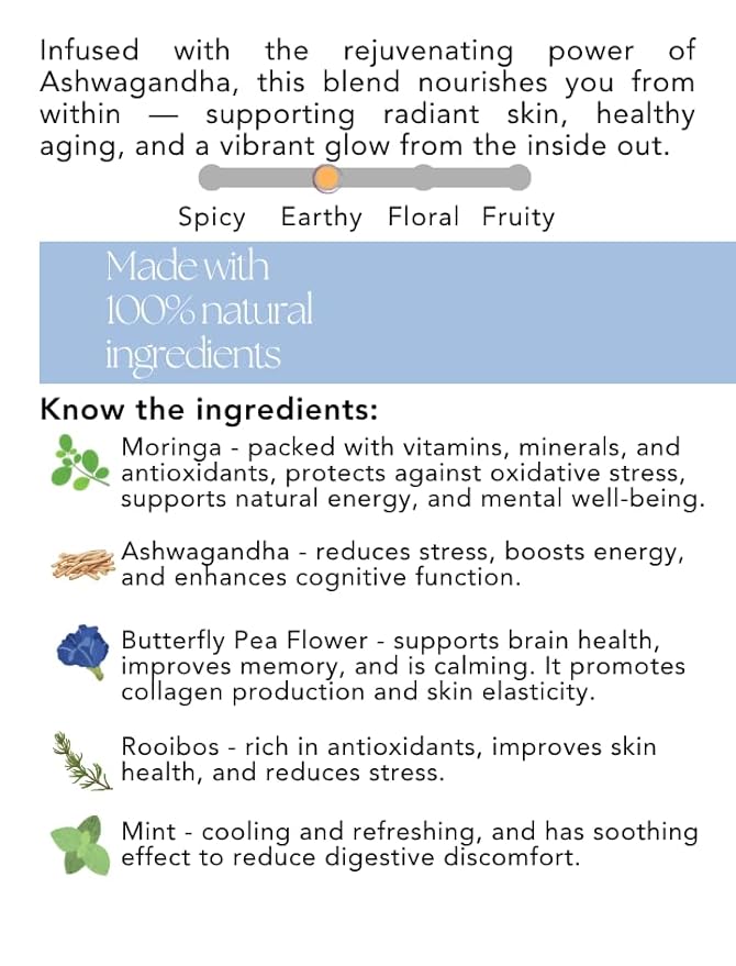 Kiara Naturals Loose Leaf Herbal Tea, BlueMoon Magic - 1 Count, Caffeine Free, Ayurveda-Inspired, Sustainable Packaging, Teal-Blue Infusion, Hot or Iced Tea, Relaxation, Stress Relief, Wellness