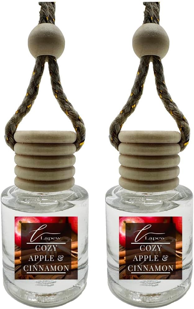 Car Air Freshener Diffuser – 2 Pack Hanging Air Freshener Diffuser (.34 Oz, Cozy Cinnamon & Apple)