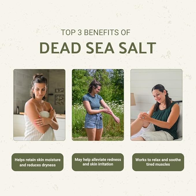 Dead Sea Salt (16oz) - Direct from The Shore of The Dead Sea - Organic Salt for Body Scrubs, Adding to Baths, and Foot Soaking 1 Pack