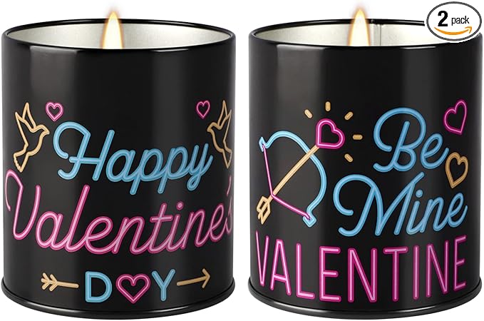 2Pack Valentine's Day Scented Candle Gift Set, Aromatherapy Candles for Home, 9oz Lavender Long Burning Soy Candles for Women,Men, Anniversary Present