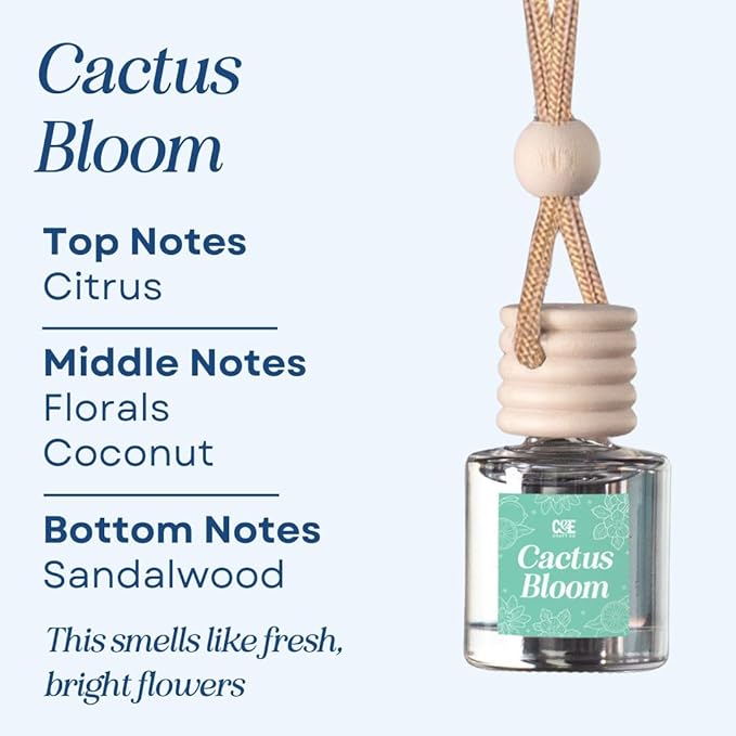 CANDECraftCo Car Air Hanging Fragrance Oil, Car Auto Freshener for Essential Oils, Scents Fragrance Aromatherapy Automobile Diffuser, Long Lasting (Cactus Bloom)