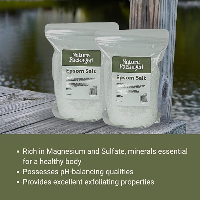 Epsom Salt (48oz) - Direct from The Shore of The Dead Sea - Organic Salt as Body Scrubs, Bath Salt, and Foot Bath Soak 2 Packs