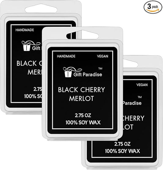 Black Cherry Merlot Wax Melts – Set of 3 (2.75 oz Each) – Hand Poured Soy Wax, Fruity Wine-Inspired Fragrance, Long Lasting & Gift-Ready