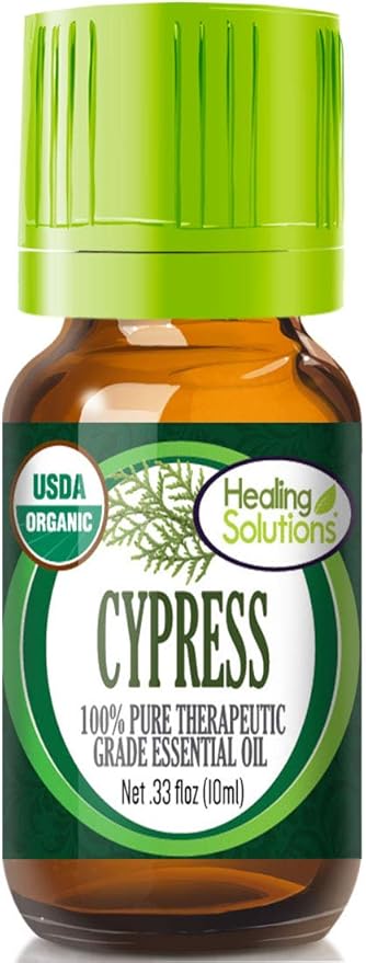 Healing Solutions Cypress Oil Organic, Pure, & Undiluted - Therapeutic Grade Cypress Oil for Hair, Diffuser, and Skin (10ml / 0.33oz)
