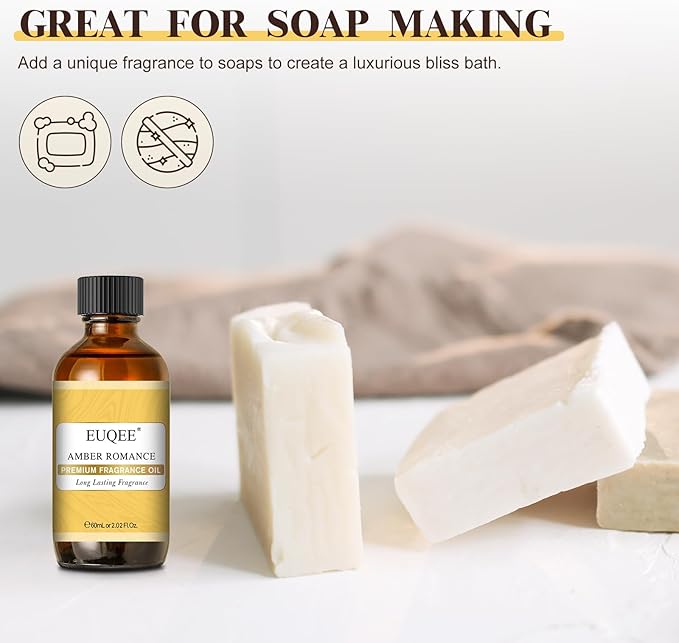 EUQEE Amber Romance Fragrance Oils, 2.02 Fl oz/ 60ml Essential Oils for Diffuser, Candle Making, DIY Soap with Glass Dropper