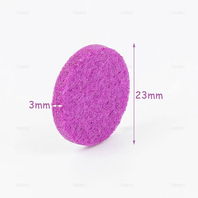 AUEAR, 100 Pack Replacement Felt Pads Round Essential Oil Diffuser Locket Necklace Refill for Bracelet Car Vent Clip 0.87 inch