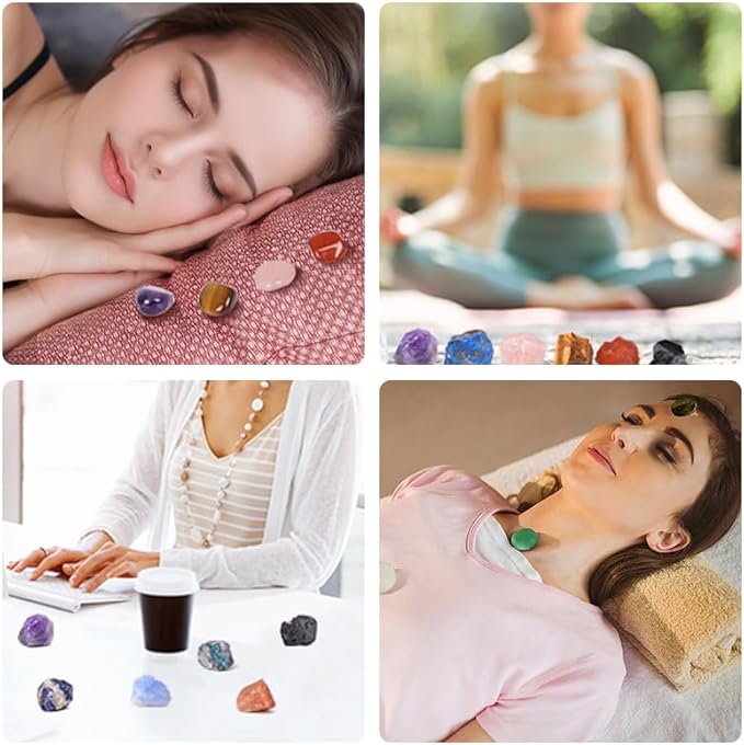 Crystals and Healing Stones,9 Pcs Healing Crystals Set,7 Raw Chakra Crystal Stones Kits Pyramid,Crystals Kits, Natural Selenite Reiki Real Crystal with Wooden Box,Crystal Gifts for Women