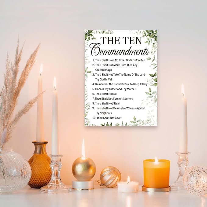 Gwisml The Ten Commandments Inspirational Bible Verse Canvas Wall Art,Motivational Scripture Print Painting Artwork for Christian Home Office Bible Verse Wall Decor