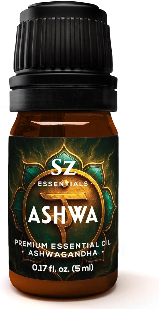 Ashwagandha Essential Oil, 100% Pure and Natural - Undiluted, Steam Distilled from Withania Somnifera - Woody & Earthy Scent with Nutty Overtones - Therapeutic Grade & Vegan - 0.17oz