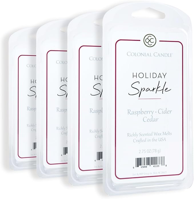 Colonial Candle Holiday Sparkle Scented Wax Melts, Wax Melt Warmer Cubes, Long Lasting Scented Wax Warmer Cubes, 4 Pack, 6 Cubes Each - Made in The USA