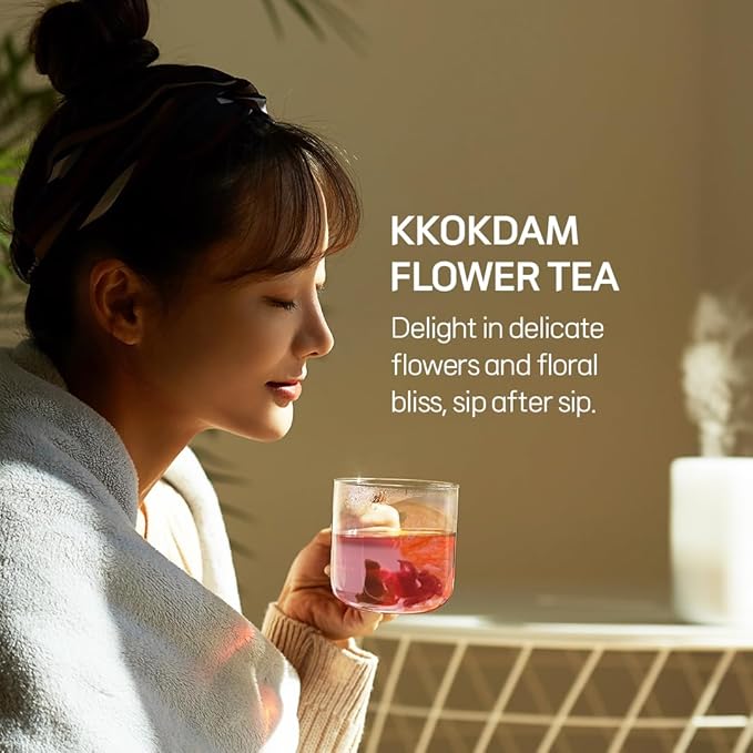 KKOKDAM Fancy Korean Tea Gift Set – Premium Flower Tea Stick Variety Pack - 5 Loose Leaf Blooming Flower Teas