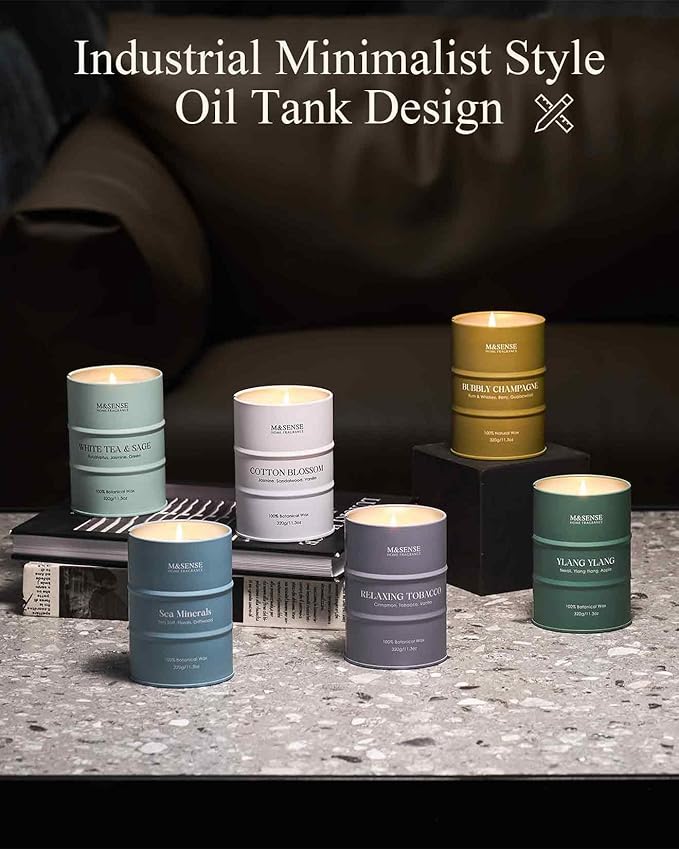 M&SENSE White Tea Sage Scented Candles Large, Natural Soy Candles 21.2oz 120 Hour Slow Burning,Aromatherapy Candle for Stress Relief Meditation Relaxing