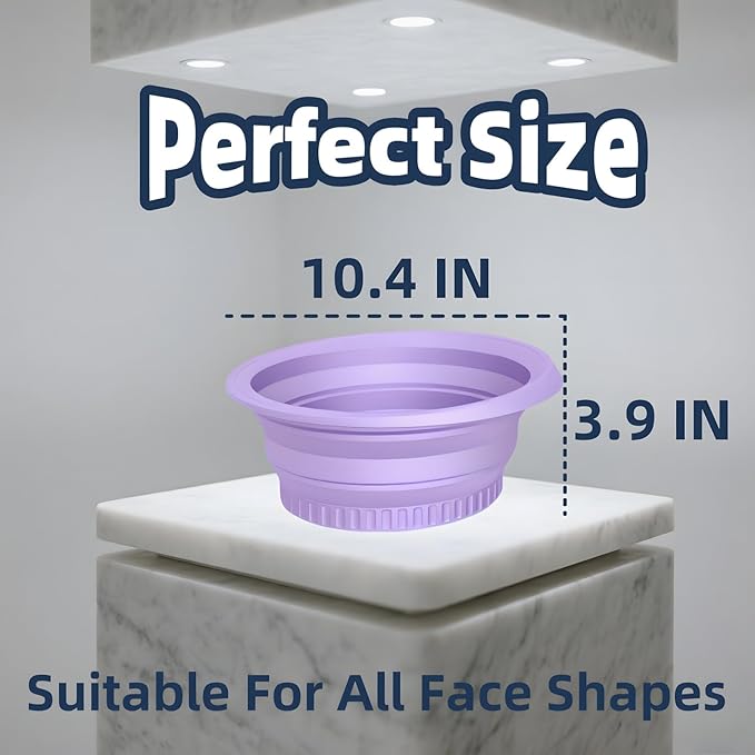 Foldable Silicone Facial Ice Bath Bowl, Ice Face Bowl with Built-in Ice Tray - for Cold Immersion Therapy, Skin Tightening and Acne Relief - Portable Cold Therapy Tool for Home and Travel (Purple)