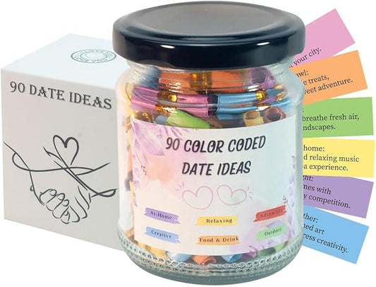 90 Date Ideas In A Jar, Date Night Ideas, Gifts for Women, Date Ideas, Birthday Gifts for Women, Date Jar Wedding, Date Night Game for Him or Her, Gift for Couples, Positive Affirmation Cards