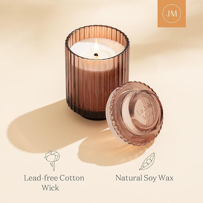 LA JOLIE MUSE Santal Rose Candle, Candle Gifts for Women&Men, Natural Soy Candles for Home Scented, Luxury Jar Candle, 40 Hours Burning Time, 7oz