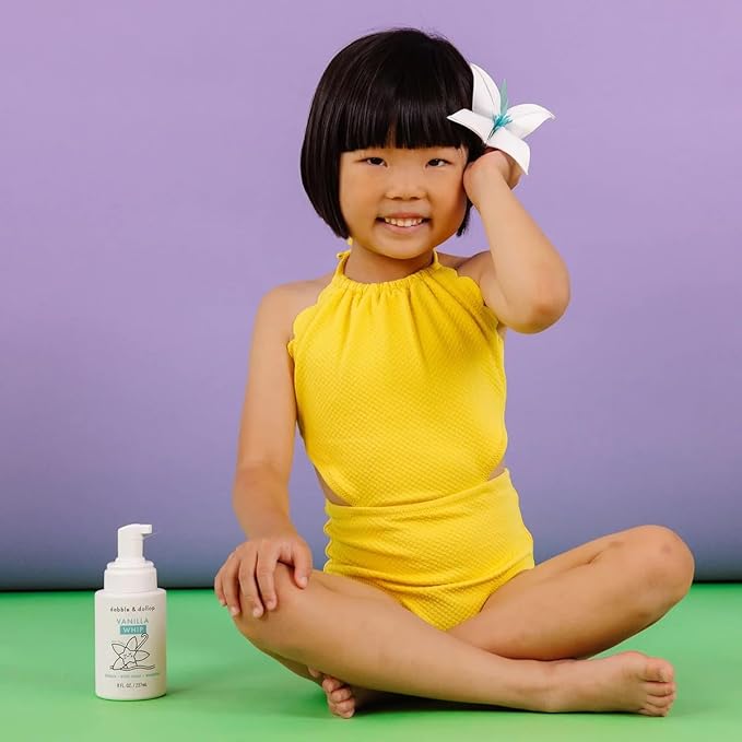 Dabble & Dollop Soothing Mini Bath Bombs & Vanilla Shampoo, Body Wash and Bubble Bath for Kids - All Natural, Resealable Pouch, Foaming Whip, USA Made, Vegan, Gluten-Free, Cruelty-Free (Pack of 2)