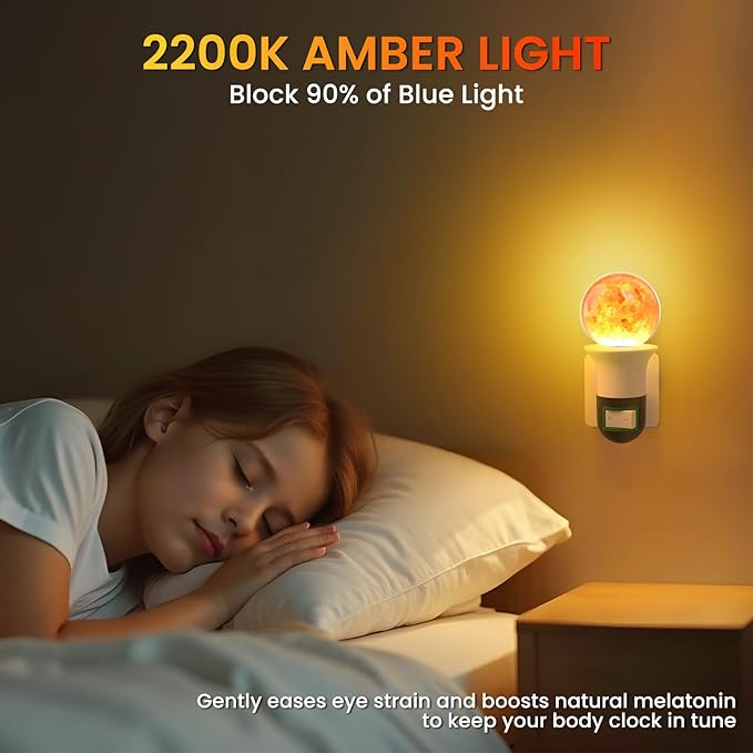 3W LED Salt Lamp Light Bulbs E26 LED Bulb 2200K Warm Amber Pink Night Light Bulbs,G45 Himalayan Salt Light Bulb,Non-dimmable for Mood Decorative Lighting,Living Room,Bedroom -2pack