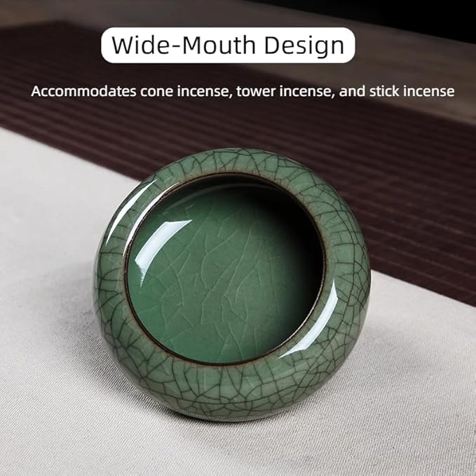 Ceramic Incense Burner Set with Brass Gourd Holder, Smudging Bowl for Incense Sticks, Cones, Sage, Frankincense & Palo Santo, Portable Ash Catcher for Home, Meditation, Yoga and Gift Giving (02)