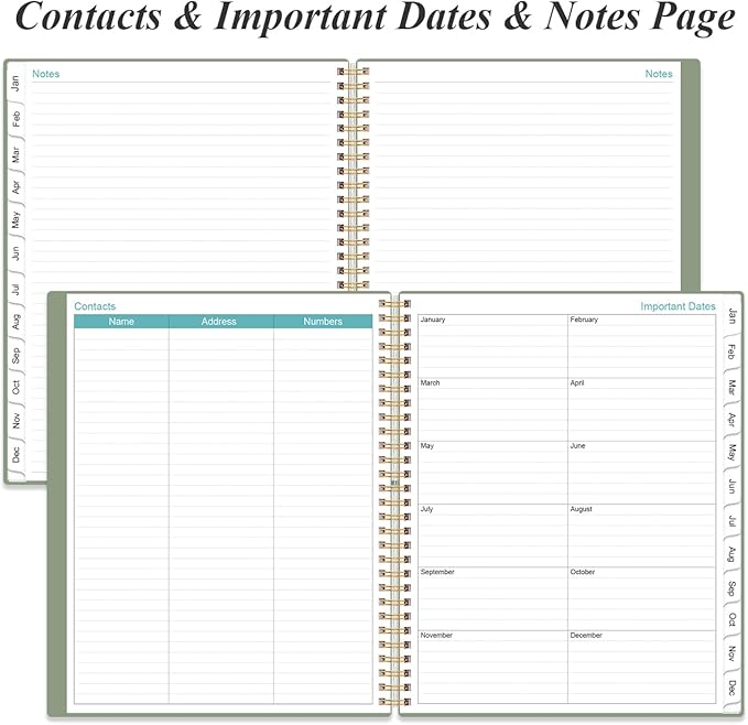 2026 Daily & Monthly Planner - One Page Per Day, Daily Planner from January 2026 - December 2026, Planner 2026 with 12 Monthly Tabs, 8.5" x 11", Green