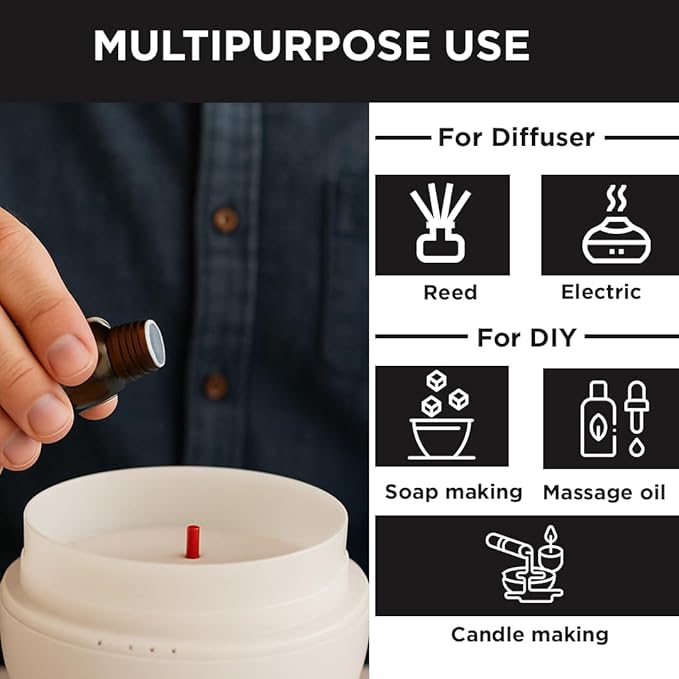 Folkulture Essential Oils Set for Men | Set of 6 (0.34 Fl Oz or 60ml) Diffuser Oils for Home | Oud Tabac, Sandalwood, Leather Wood | Fragrance Oil