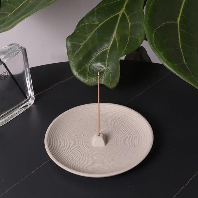 Incense Holder Ceramic Incense Burner Simple Style Incense Sticks Holder Insence Tray for Set for Office Yoga and Livingroom (White)