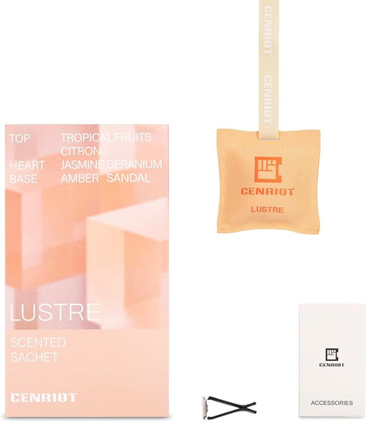 Car Air Freshener(Lustre)-Long Lasting Scented Sachet, Luxury Car Fragrance Diffuser, Magnetic Vent Clip and Hanging Ribbon, Clean and Natural with Essential Oil, For Home Drawer and Closet