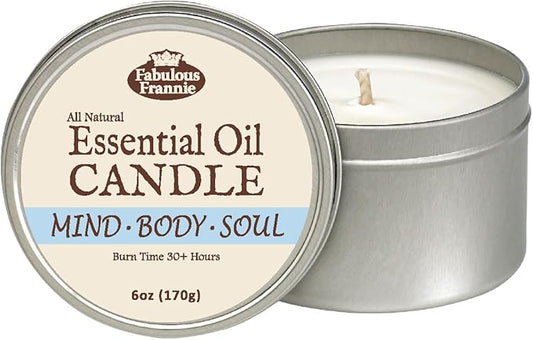 Fabulous Frannie Mind Body Soul All-Natural Soy Candles Cotton Wick High Pure Essential Oil Scent 40 Hours Burn Time Gift for Women & Men 6 Ounce (Pack of 1)