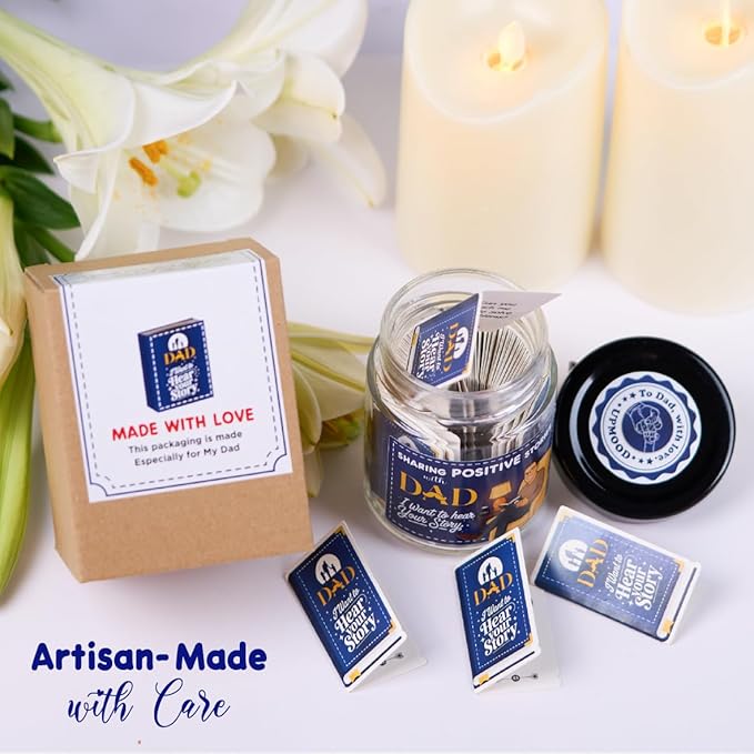 I Want to Hear Your Story, Dad- Sharing Positive Stories Jar - Unique, Sentimental Dad Gifts, Birthday Gift - Thoughtful Journal Prompts for Dad