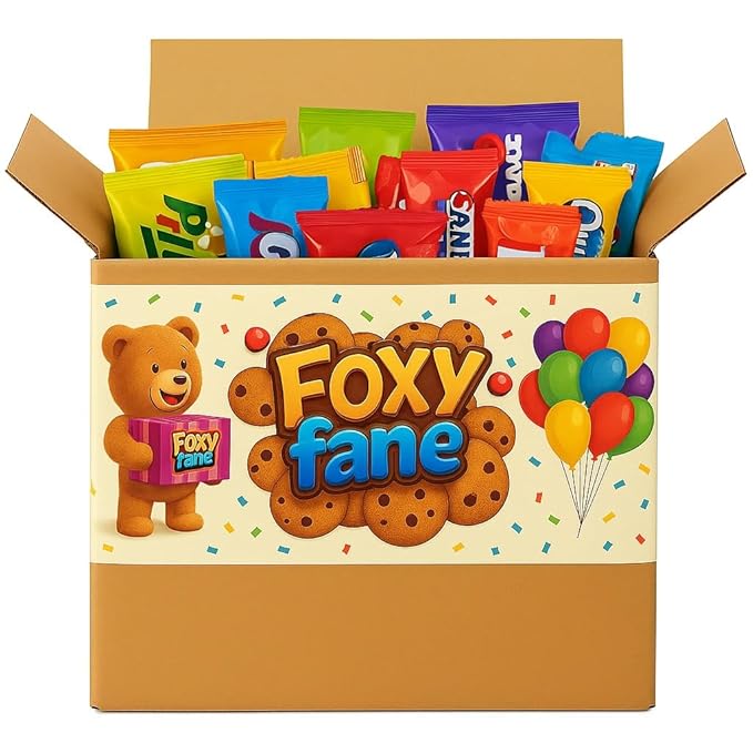 Foxy Fane 99-Count Holiday Candy Gift Box & Care Package - Variety Pack of 99 Delicious Treats