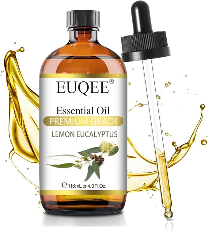 EUQEE Lemon Eucalyptus Essential Oil Pure Lemon Eucalyptus Oil, Large Capacity Essential Oil with Glass Dropper for Diffuser, Candle Making - 118ml / 4 Fl.Oz
