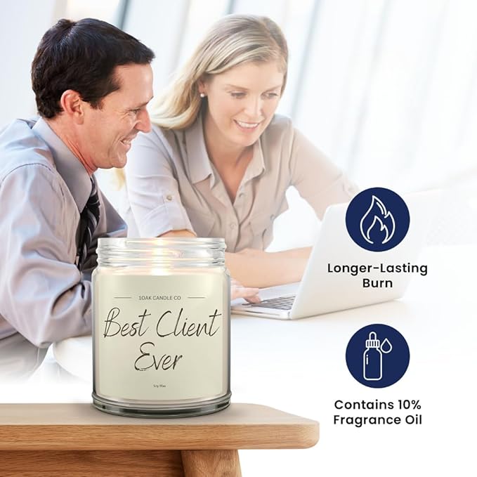 1OAK Vanilla Scented Candles - Appreciation Gifts for Clients - Client Candle - Thank You Client Gifts for Corporate Women, Men, Hairdresser, Lawyer, Realtor, Real Estate Agent, Paralegal, Attorneys